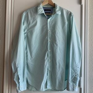 Banana Republic Oxford Dress Shirt- Tiny Clover Pattern (navy) on Light Seafoam